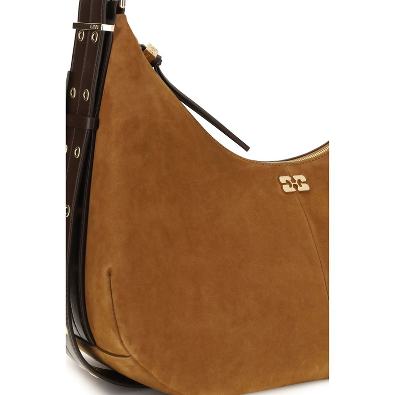 Brown recycled polyester shoulder bag-null