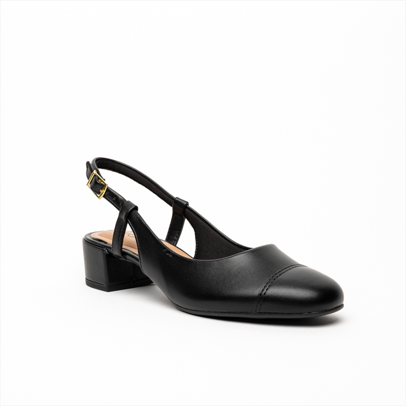 Beira rio low heel slingback pumps with toe cap trim image number null
