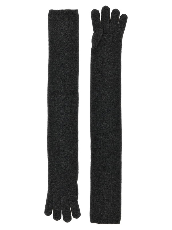 Gray cashmere gloves-null