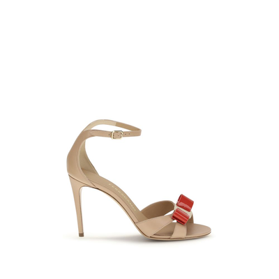 Beige calf leather bos taurus stiletto heel sandals, Beige, medium