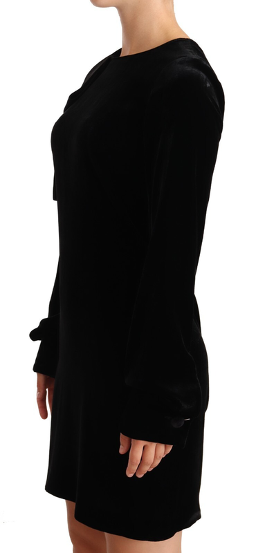 Sheath a-line black viscose long sleeves round neck mini dress-null