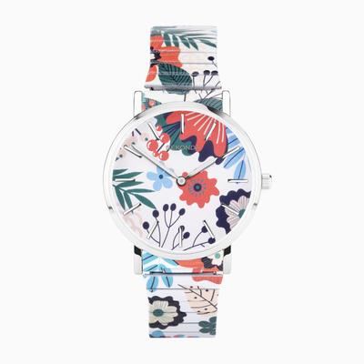 Sekonda maxima ladies watch | silver alloy case & stainless steel expander bracelet with floral dial - 40582, , medium