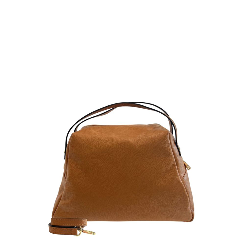 Brown leather women shoulder bag-null