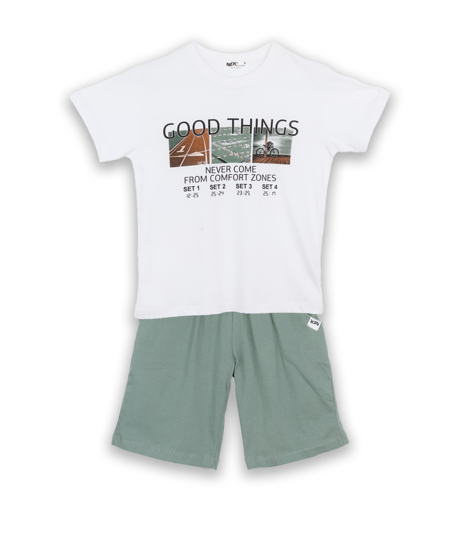 Nek kids wear boys short set white/green 61925-156-null