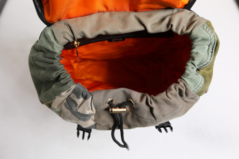 Military green patchwork travel backpack bag-null
