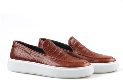 Stefan laceless leather embosed shoes, Tamba, medium