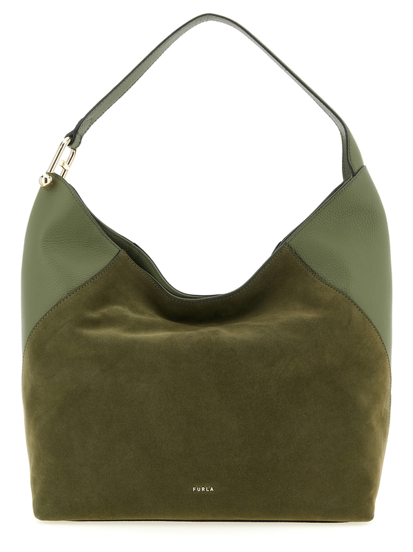 Bicolor calfskin shoulder bag-null