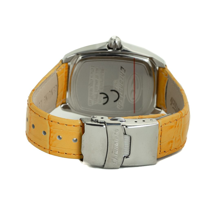 Orange leather dress watch-null