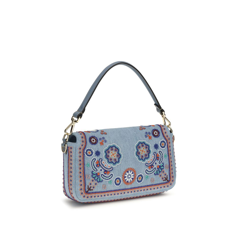 Blue cotton shoulder bag-null