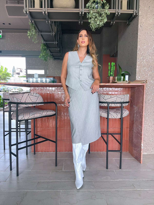 Midi wrap skirt striped