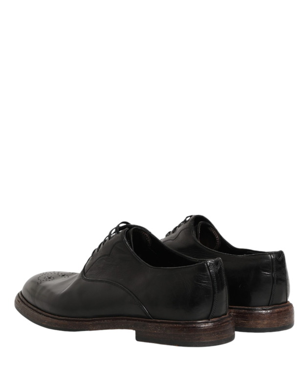 Black calfskin leather oxford dress shoes-null