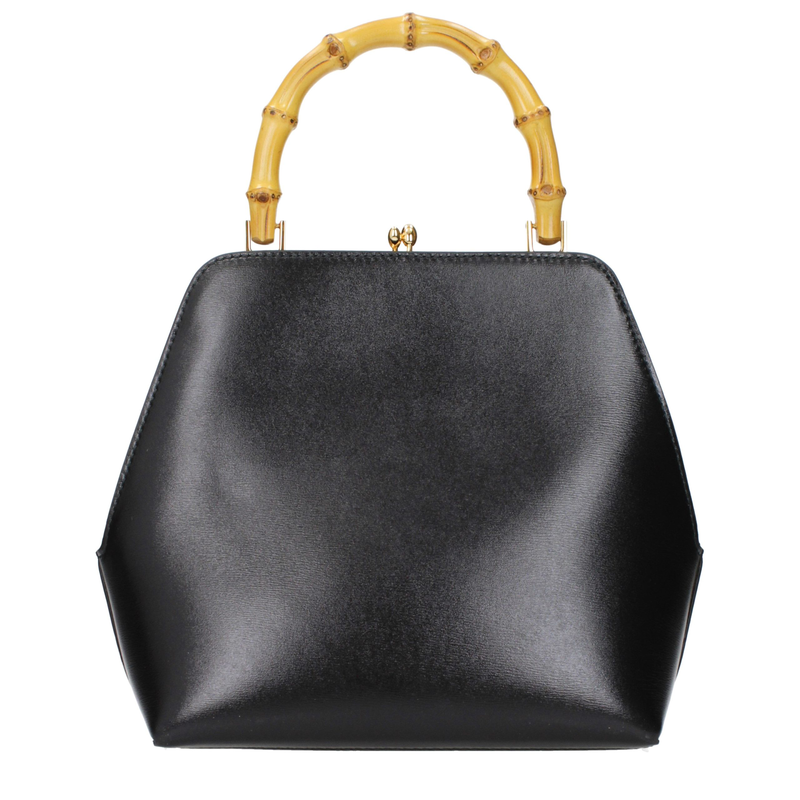 Black leather handbag-null