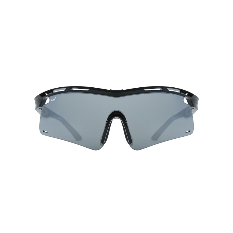 OJO sunglasses active with black frame and temples and grey mirror lenses image number null