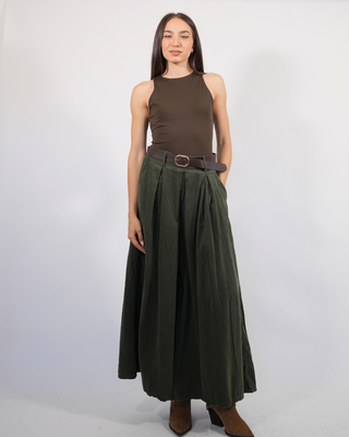 Corduroy wide leg pants 257391, Kkhaki, medium