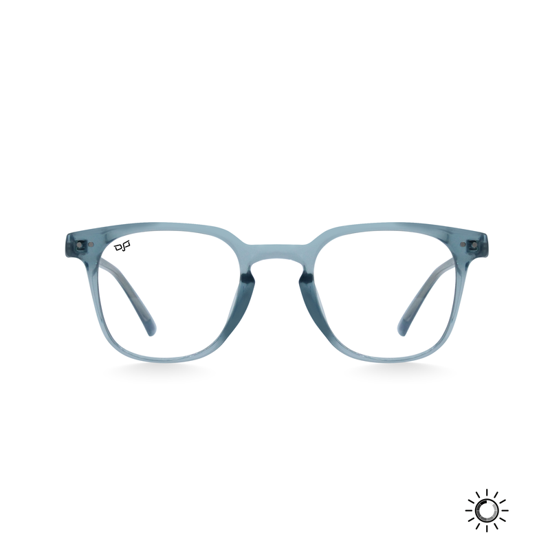 OJO sunglasses photochromic square blue clear to blue frame and temples with clear to grey ph lenses image number null