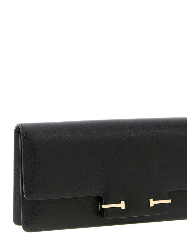 Black goatskin shoulder bag-null