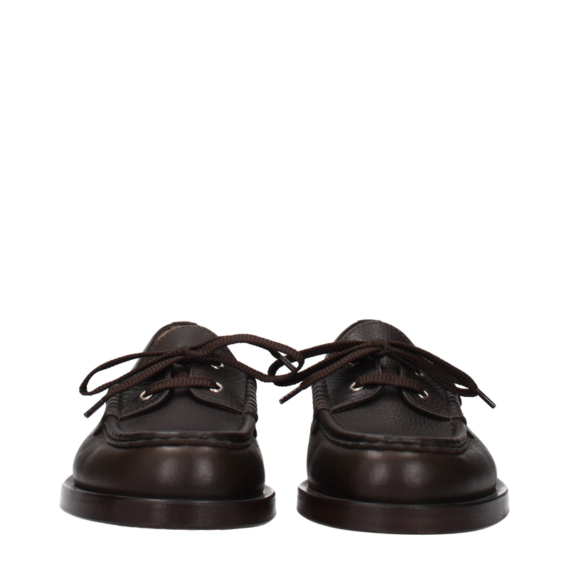 Brown leather slip-on loafers-null