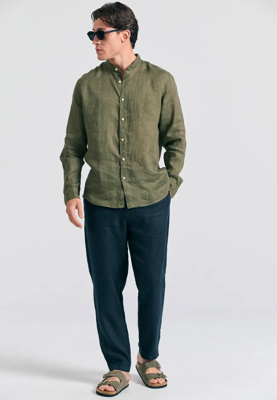 Funkybuddha linen shirt mao-null