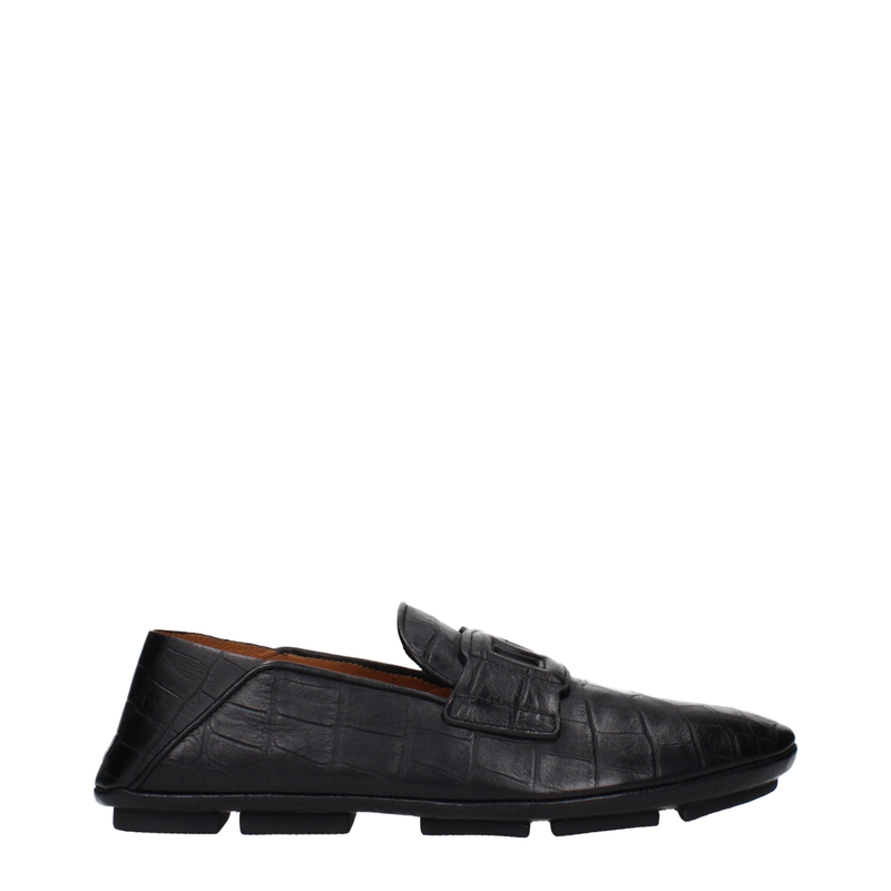 Black leather slip-on loafers-null
