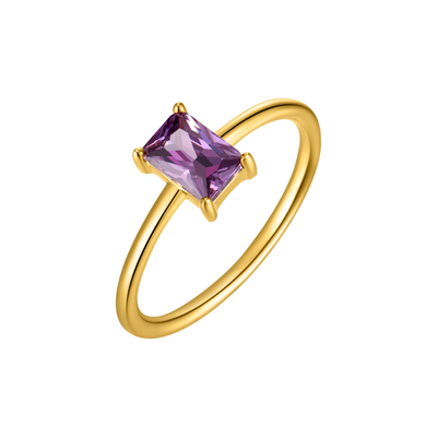 Stone ring, Purple-gold Plated 18k, medium