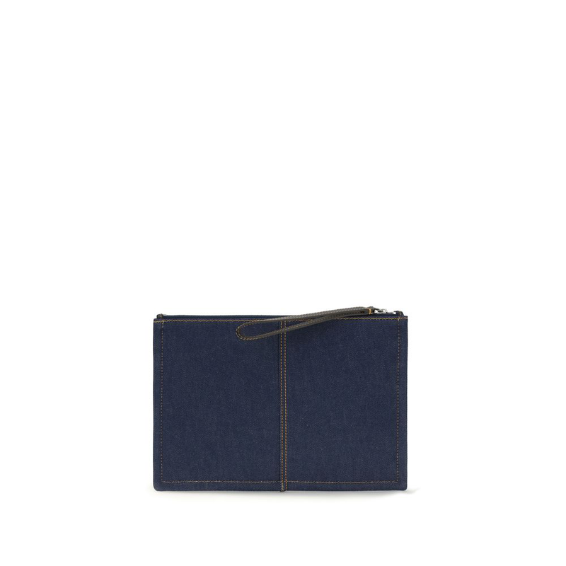 Blue cotton clutch bag-null