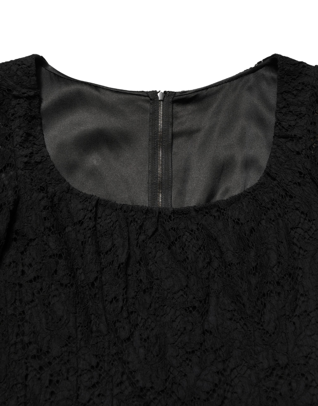 Black lace square neck longsleeve maxi dress-null