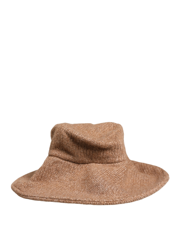 Brown llama wool women knitted capello hat-null