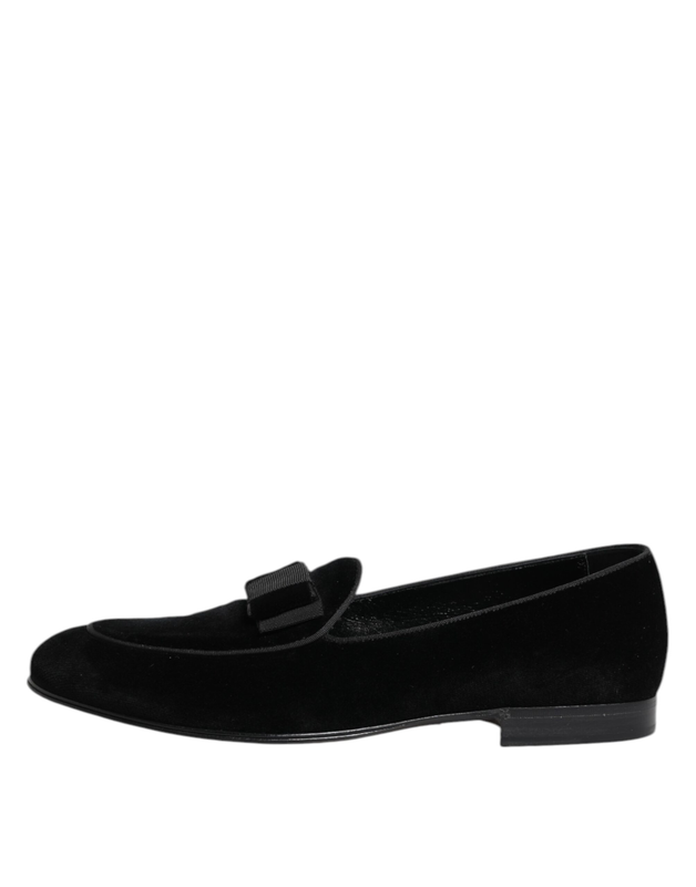 Black velvet loafers formal men dress shoes-null