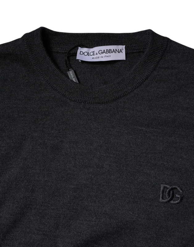 Dark gray dg logo crew neck pullover sweater-null