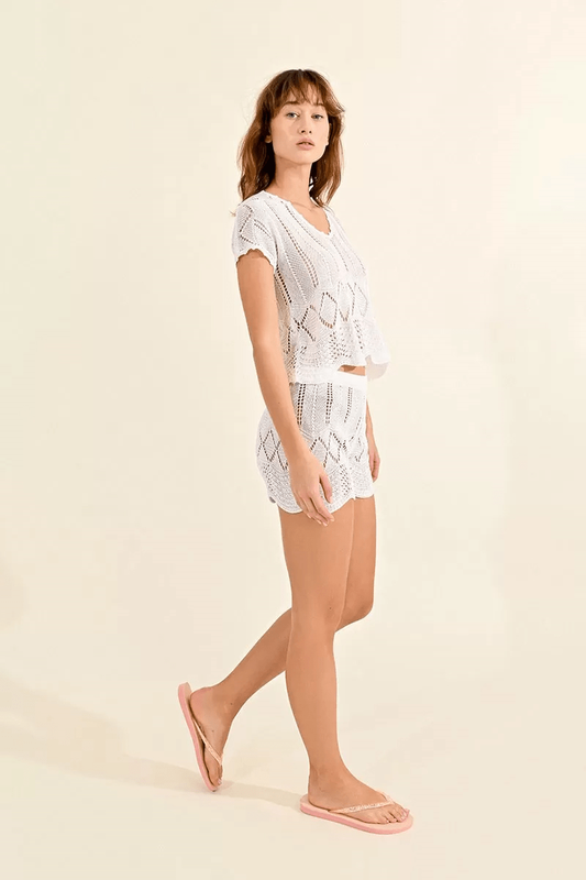 Pointelle knit top-null