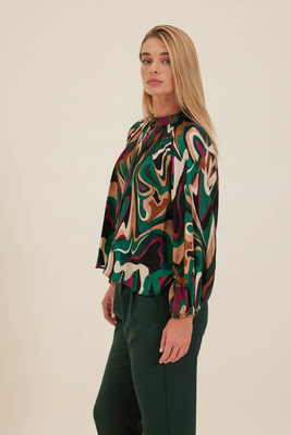 Parrotfish shirt print long sleeves, Green, medium