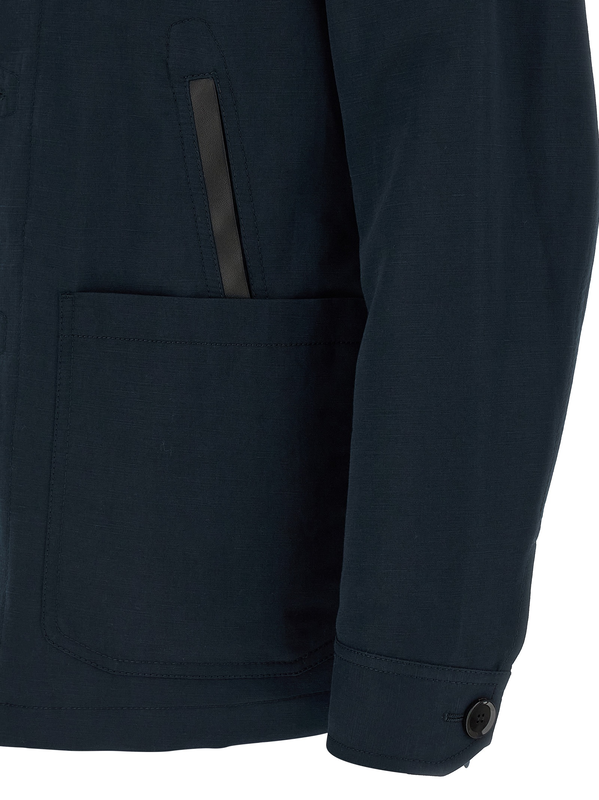 Blue linen full-length jacket-null