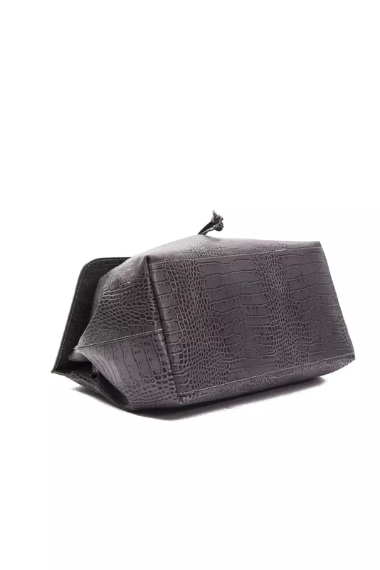 Gray leather women shoulder bag-null