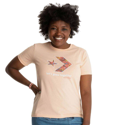 Lets grow star chevron tee, Coral, medium