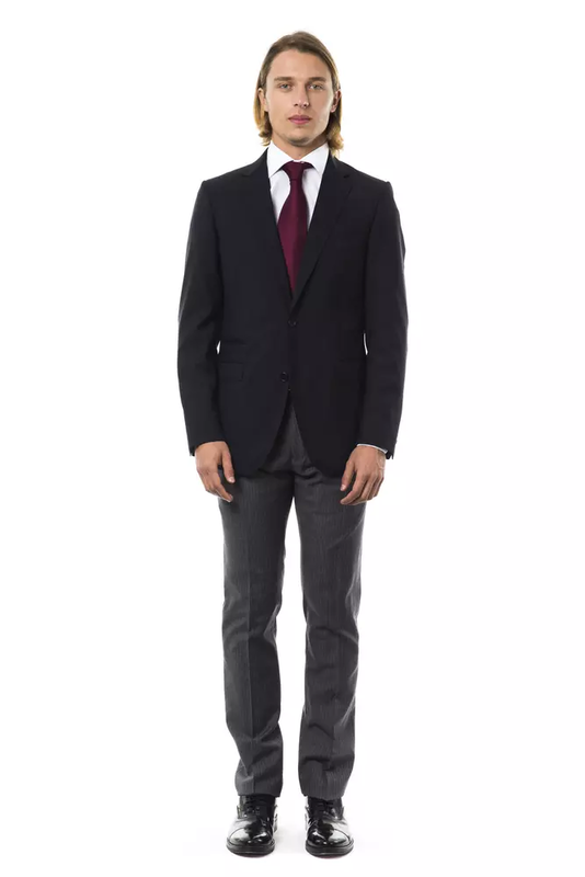 Black wool men's blazer-null