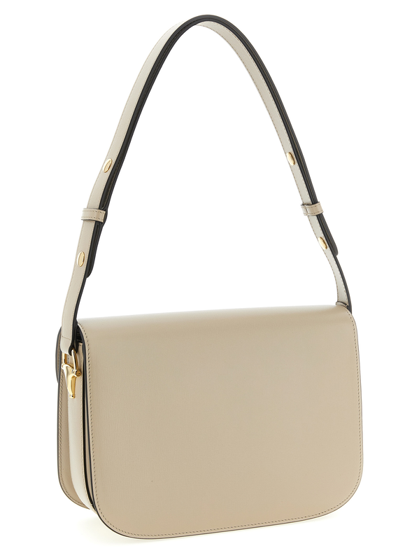 Beige calfskin shoulder bag-null