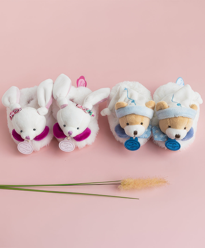 Doudou et compagnie cerise baby slippers with rattles cerise the rabbit image number null