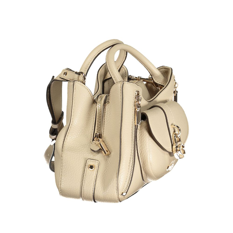 Beige polyurethane women handbag-null