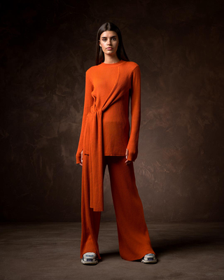 Tailor made knitted set, Orange, medium
