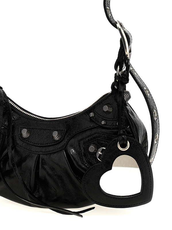 Black lamb leather crossbody bag-null