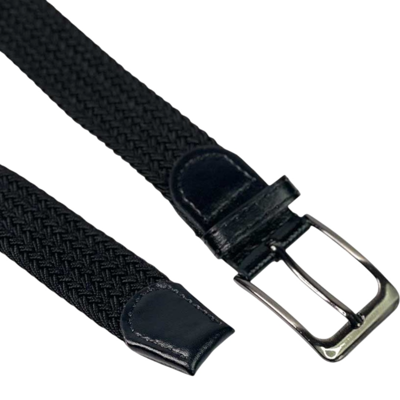 Mens knitted elastic black belt #hw036-null