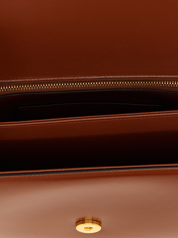 Brown calfskin shoulder bag-null