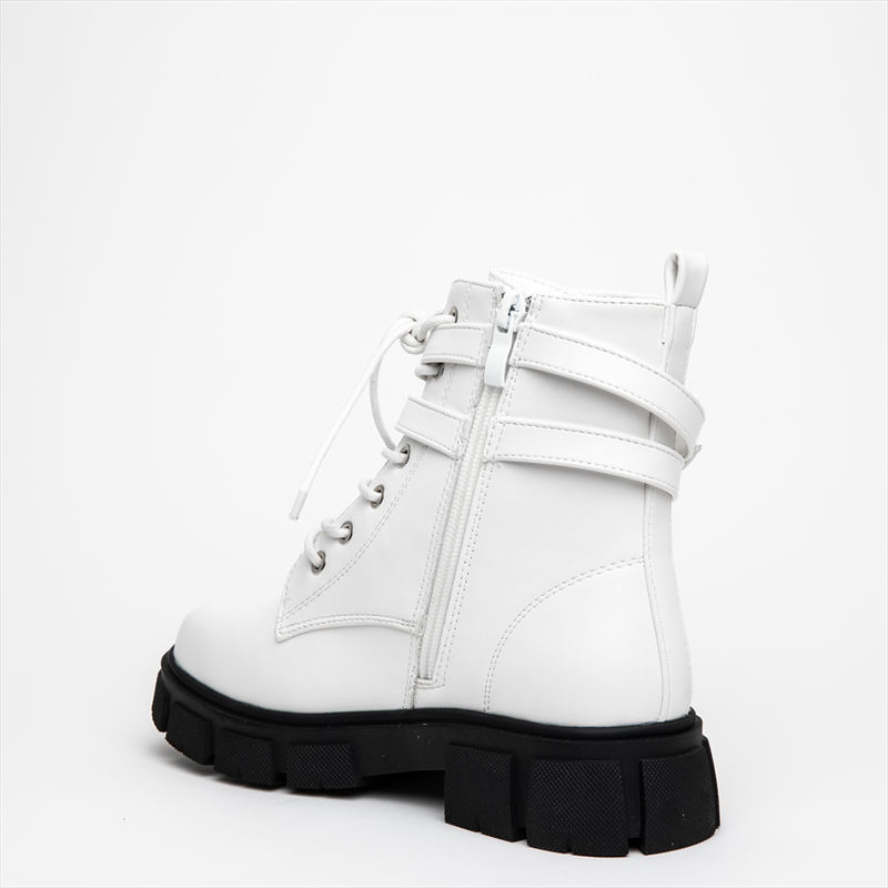 Miss belgini glam lace up chelsea boots with double buckle straps-null