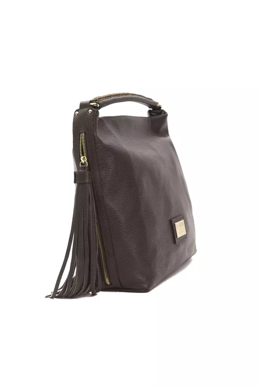 Brown leather women shoulder bag-null