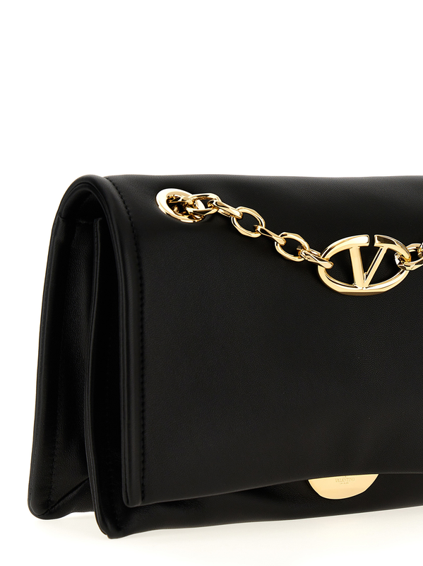 Black lamb leather shoulder bag-null