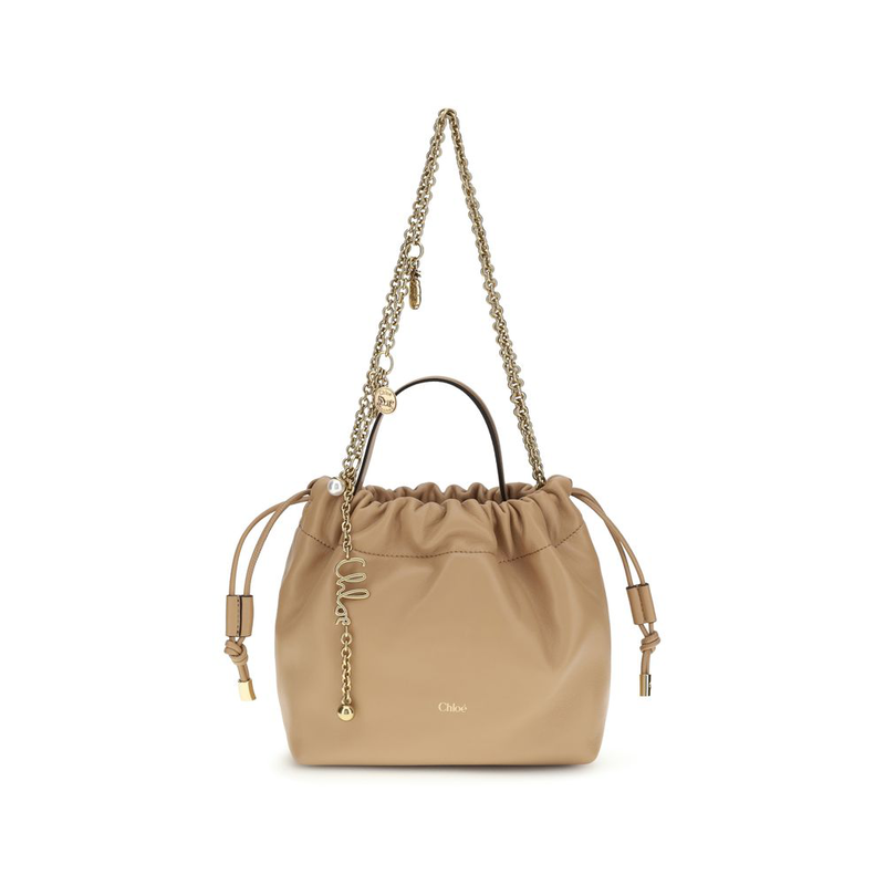 Beige lamb ovis aries aries shoulder bag-null