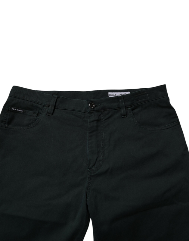Dark green cotton loose men denim jeans-null