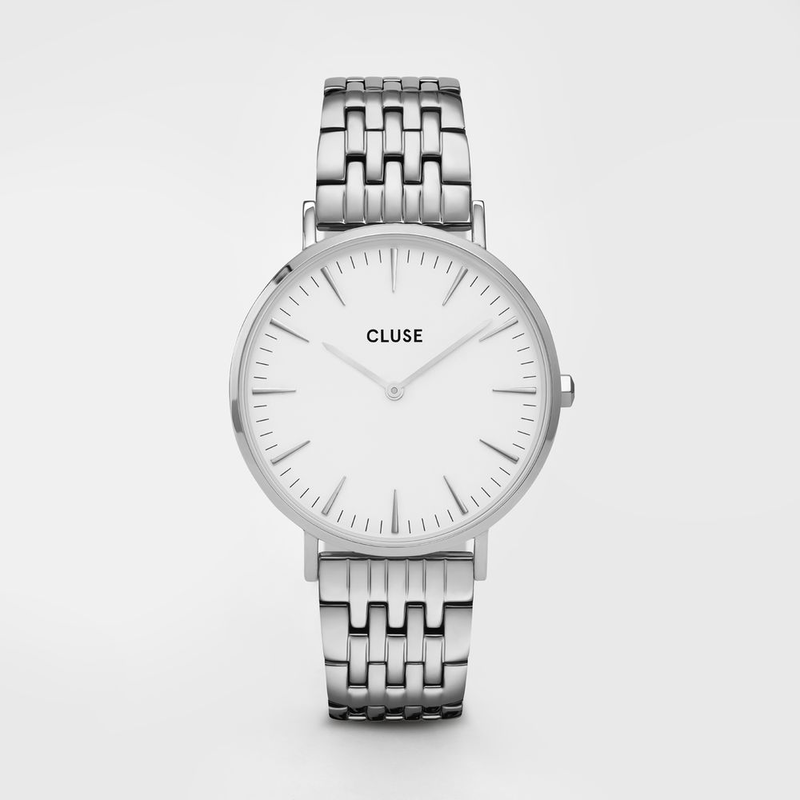Silver stainless steel dress watch-null