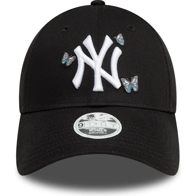 New era curved brim women 9twenty icon butterflies new york yankees mlb black adjustable cap, Black/white, medium