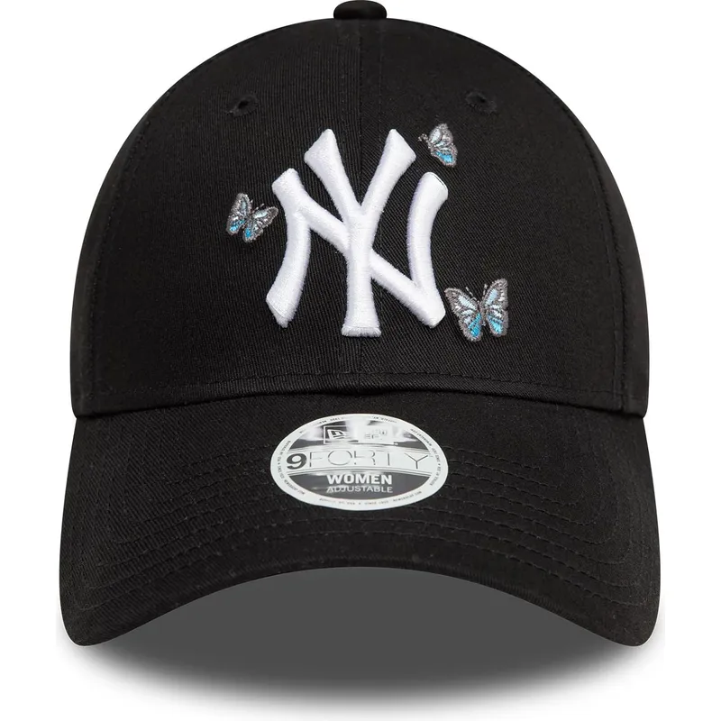 New era curved brim women 9twenty icon butterflies new york yankees mlb black adjustable cap-null
